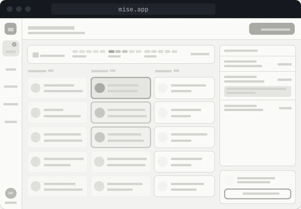 Wireframe of the Mise today's checks screen