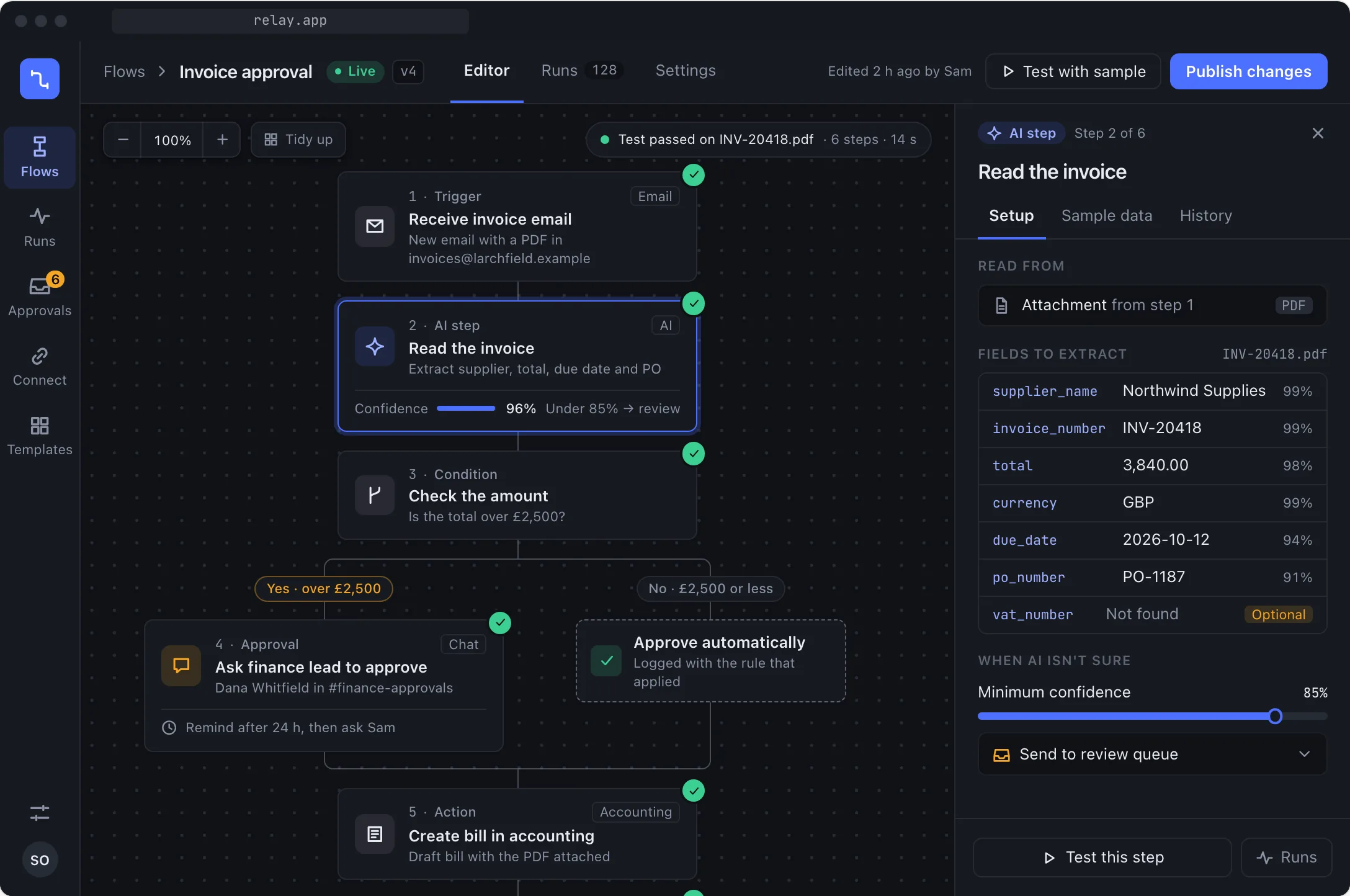 Relay, flow canvas screen